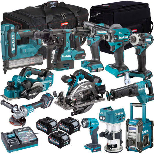 Makita 40V XGT 12 Piece Brushless Power Tool Kit With 3 x 2.5Ah Battery T4TKIT-16037