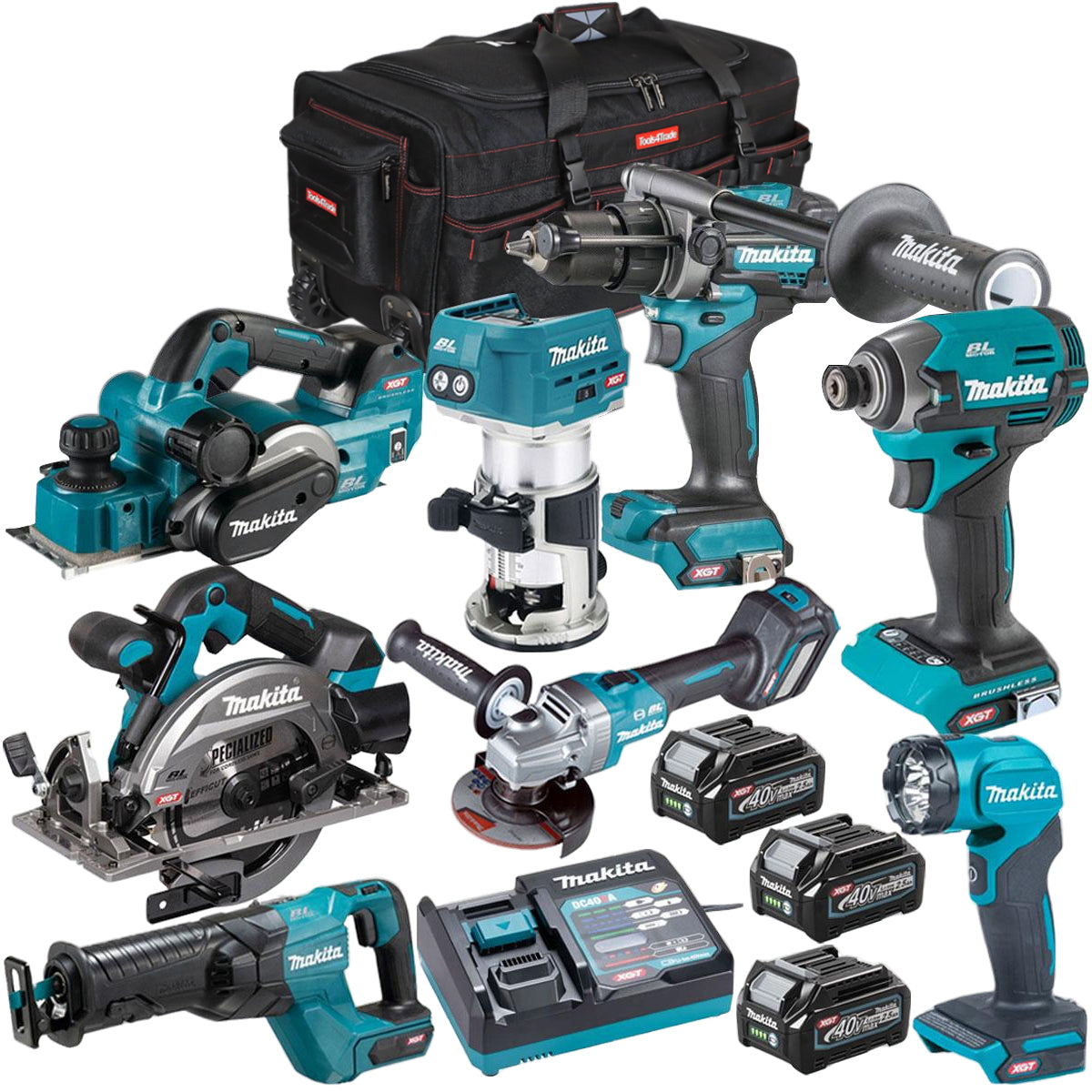 Makita 40Vmax XGT 8 Piece Brushless Power Tool Kit With 3 x 2.5Ah Battery T4TKIT-16047