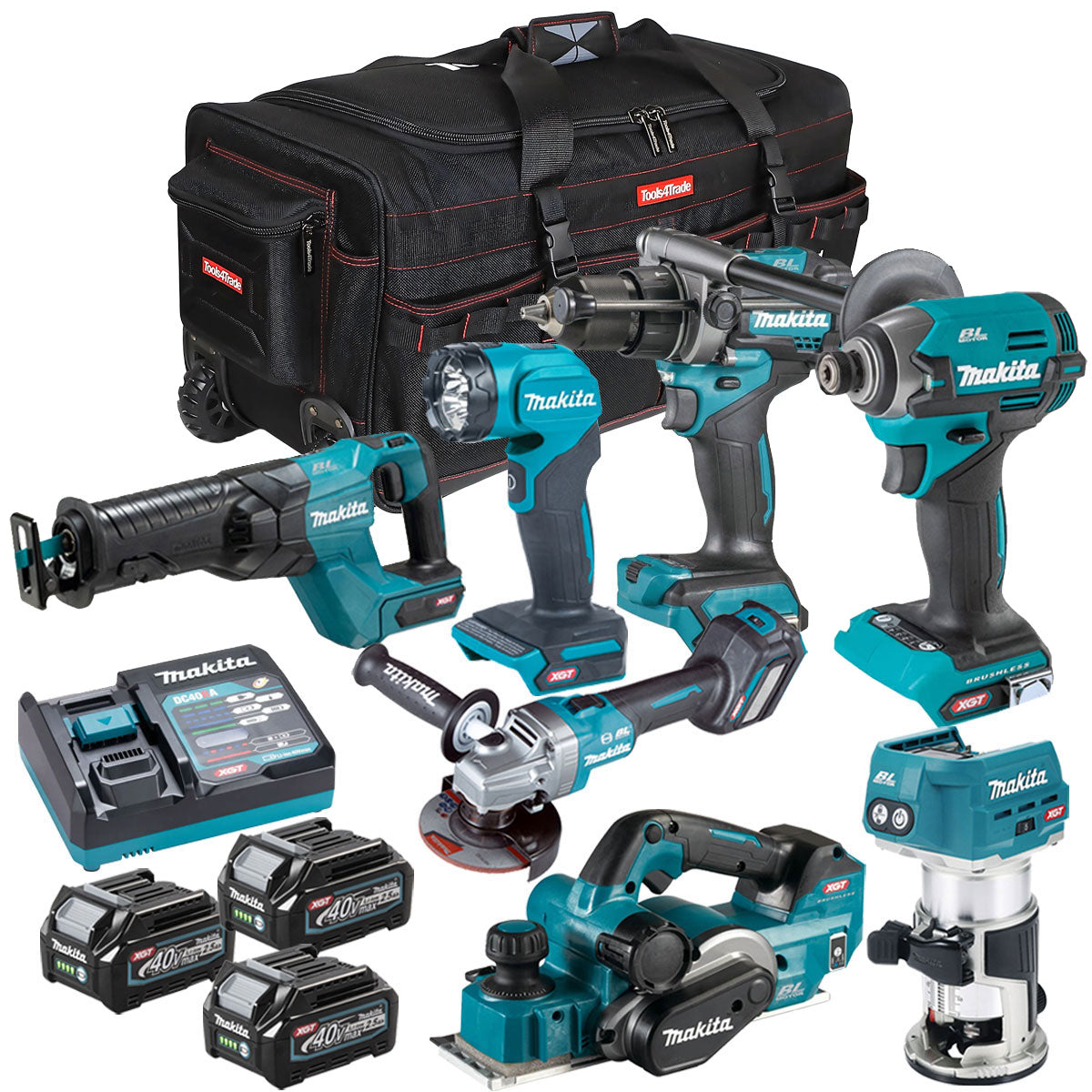 Makita 40V XGT 7 Piece Brushless Power Tool Kit with 3 x 2.5Ah Battery T4TKIT-16049