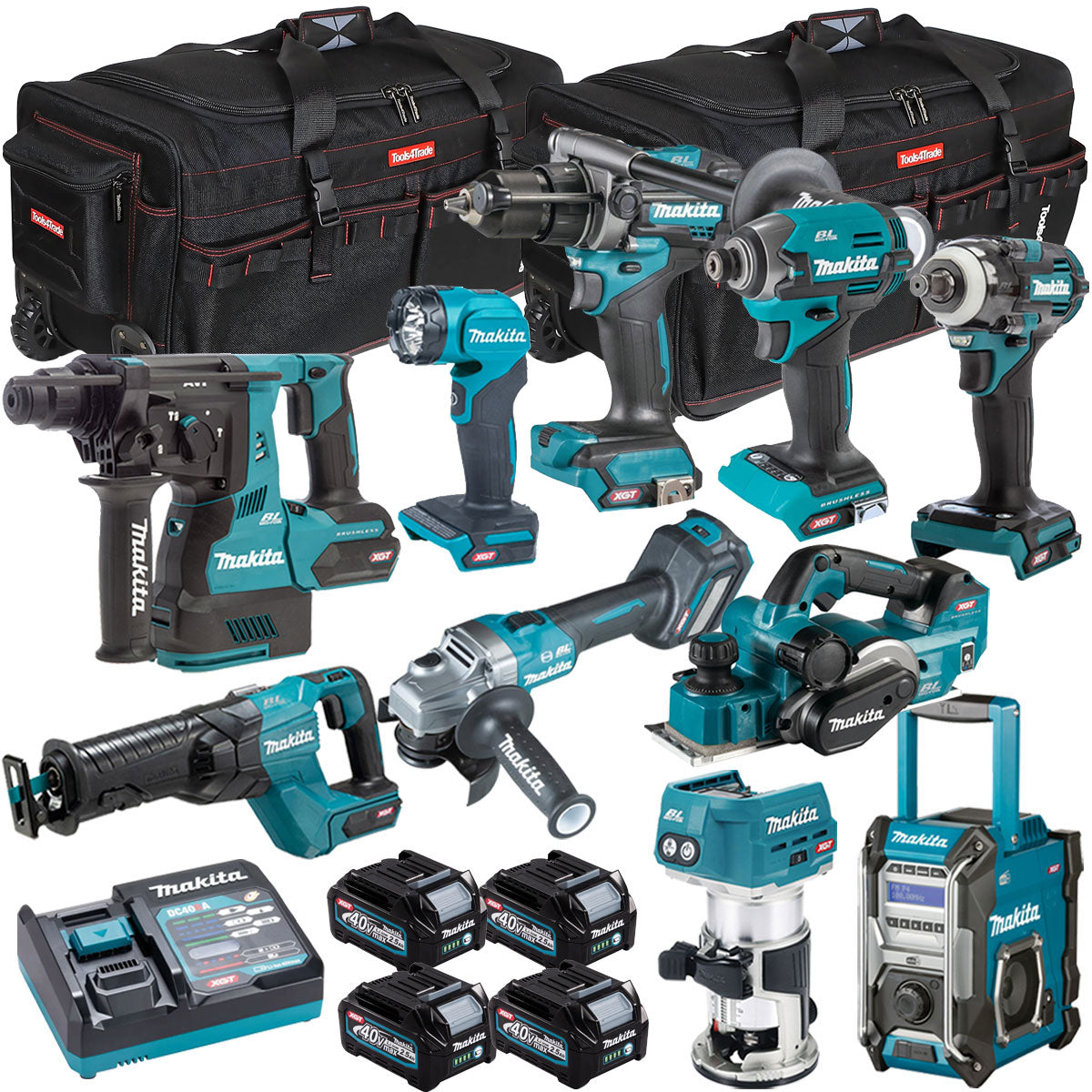 Makita 40V XGT 10 Piece Brushless Power Tool Kit with 4 x 2.5Ah Battery T4TKIT-16056