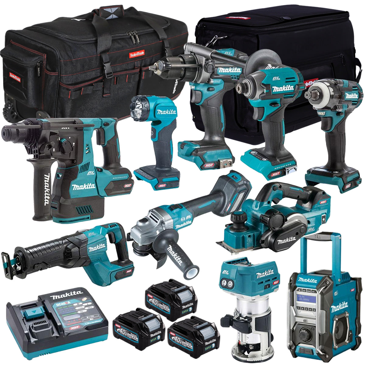 Makita 40V XGT 10 Piece Brushless Power Tool Kit With 3 x 2.5Ah Battery T4TKIT-16056