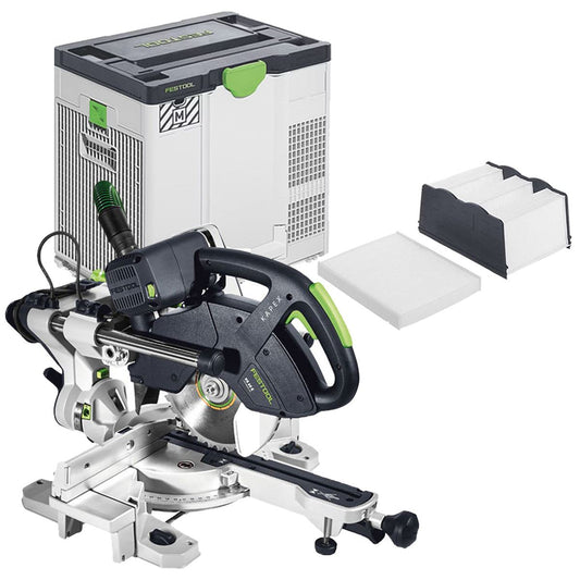 Festool KS 60 E 110V GB 216mm Sliding Compound Mitre Saw - 561685 With SYS-AIR M Air purifier 577786