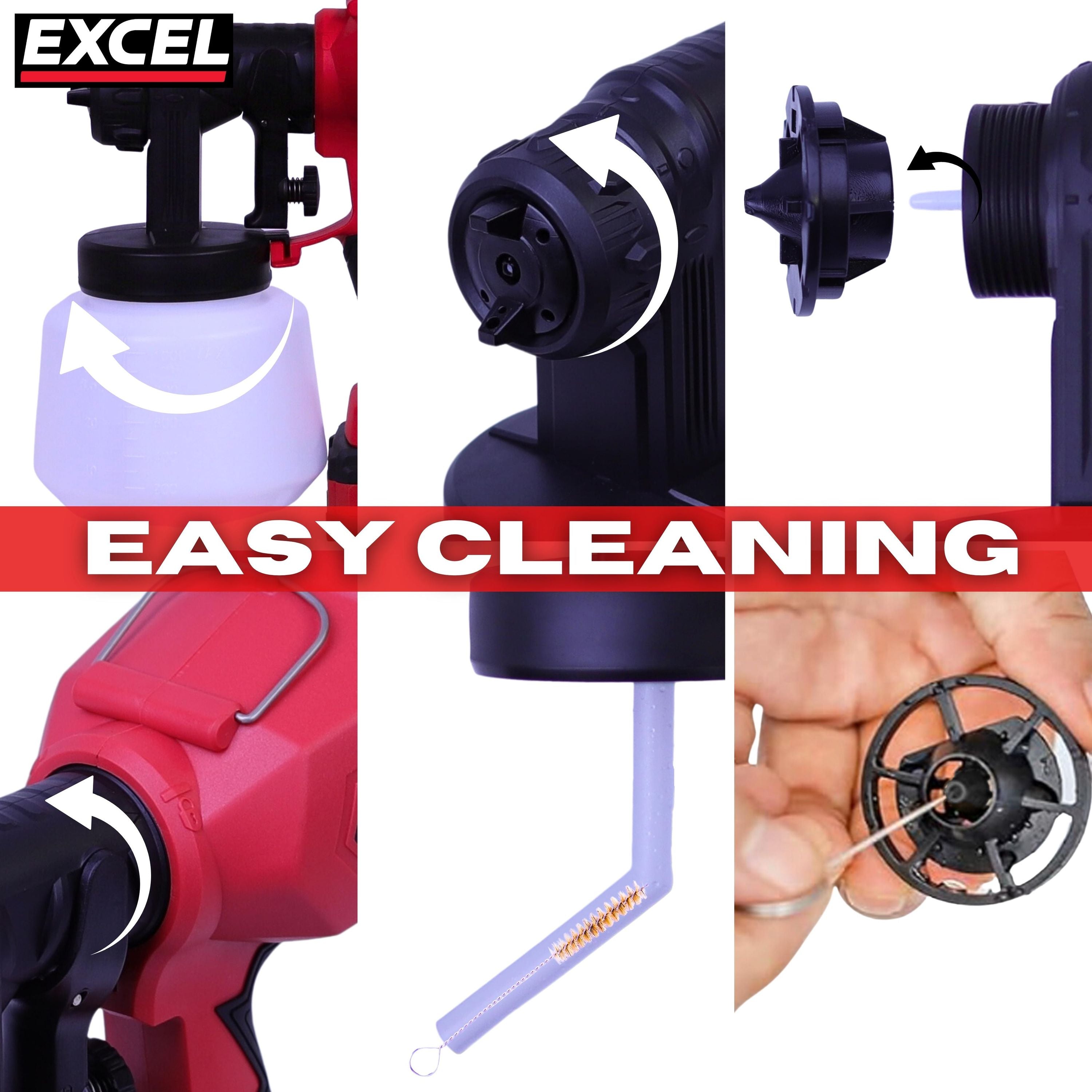 Excel 18V Cordless 1000ml Spray Gun with 2 x 5.0Ah Battery & Charger