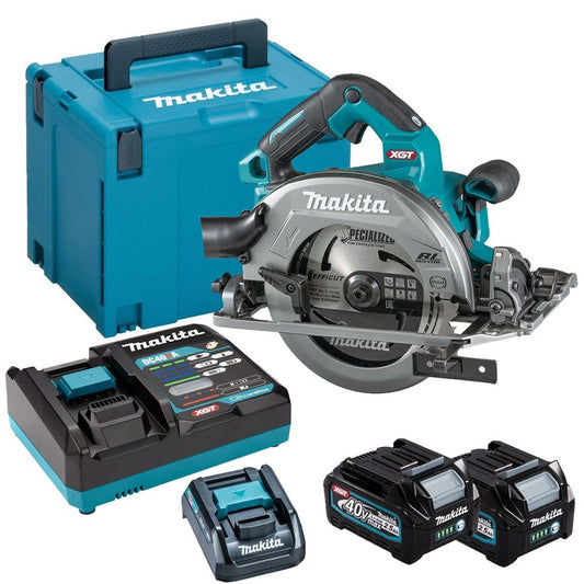 Makita HS004GD203 40V Max XGT 190mm Brushless Circular Saw With 2 x 2.5Ah Batteries, Charger In Case