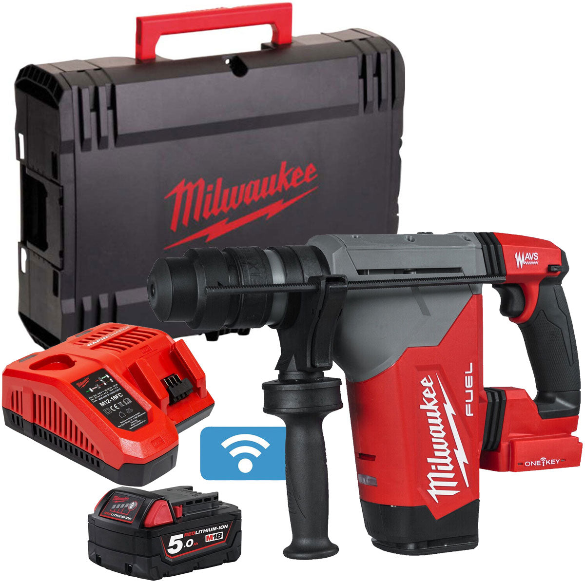 Milwaukee 18V M18ONEFHPX-0X Fuel Brushless SDS Plus Hammer Drill with 1 x 5.0Ah Battery & Charger