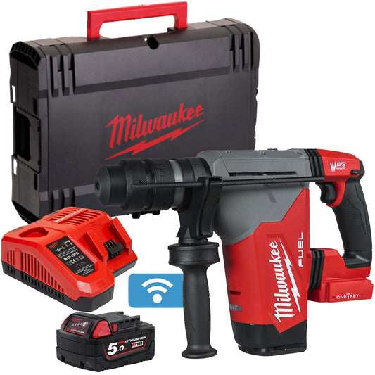 Milwaukee 18V M18 ONEFHPX-0X Fuel Brushless SDS Plus Hammer Drill with 1 x 5.0Ah Battery & Charger