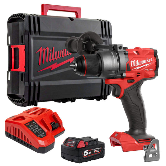 Milwaukee M18FPD3-0 18V Fuel Brushless Combi Drill with 1 x 5.0Ah Battery Charger & Carry Case