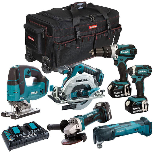 Makita 18V 6 Piece Tool Kit with 3 x 5.0Ah Batteries & Charger T4TKIT-3663