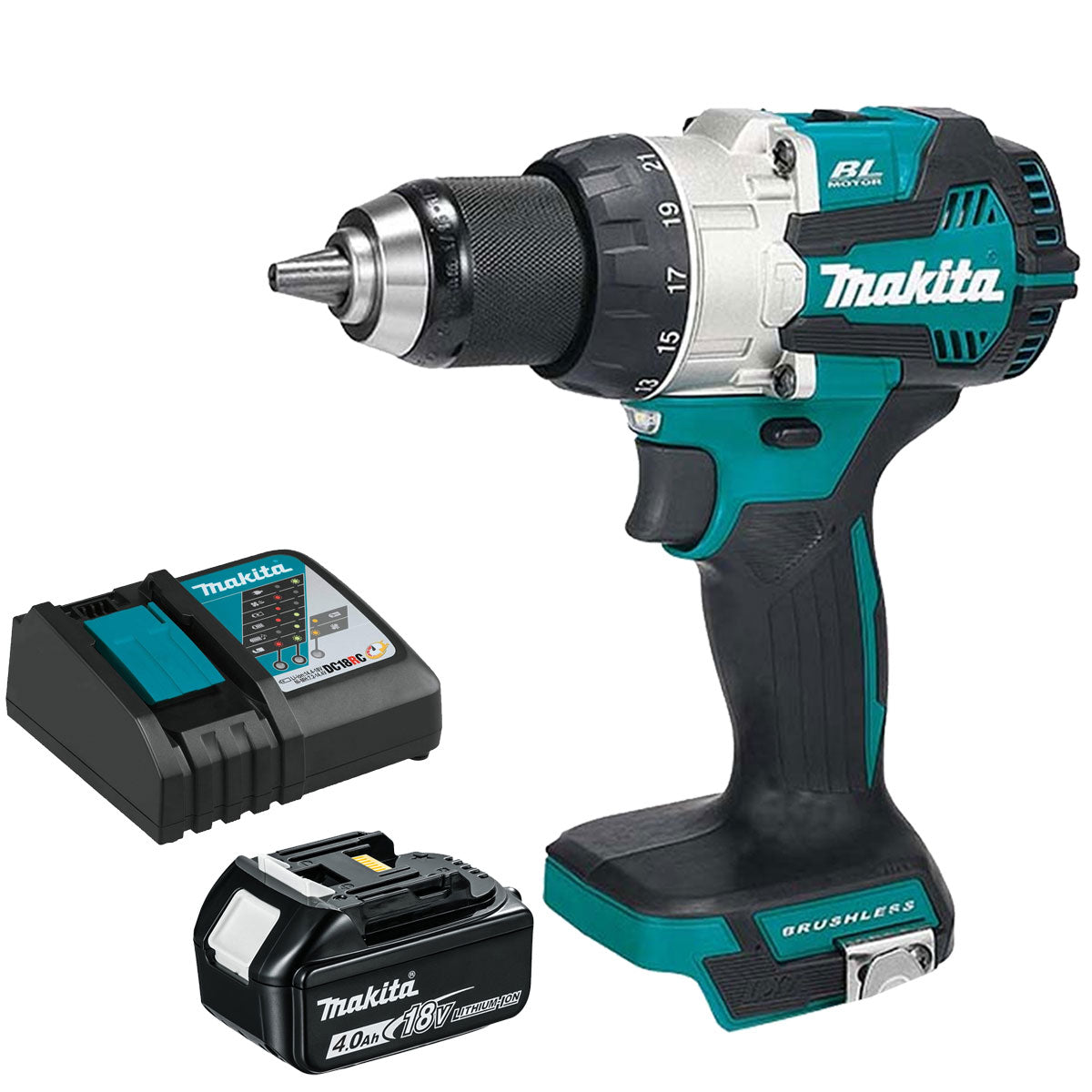 Makita DHP489Z 18V Brushless Combi Drill With 1 x 4.0Ah Battery & Charger