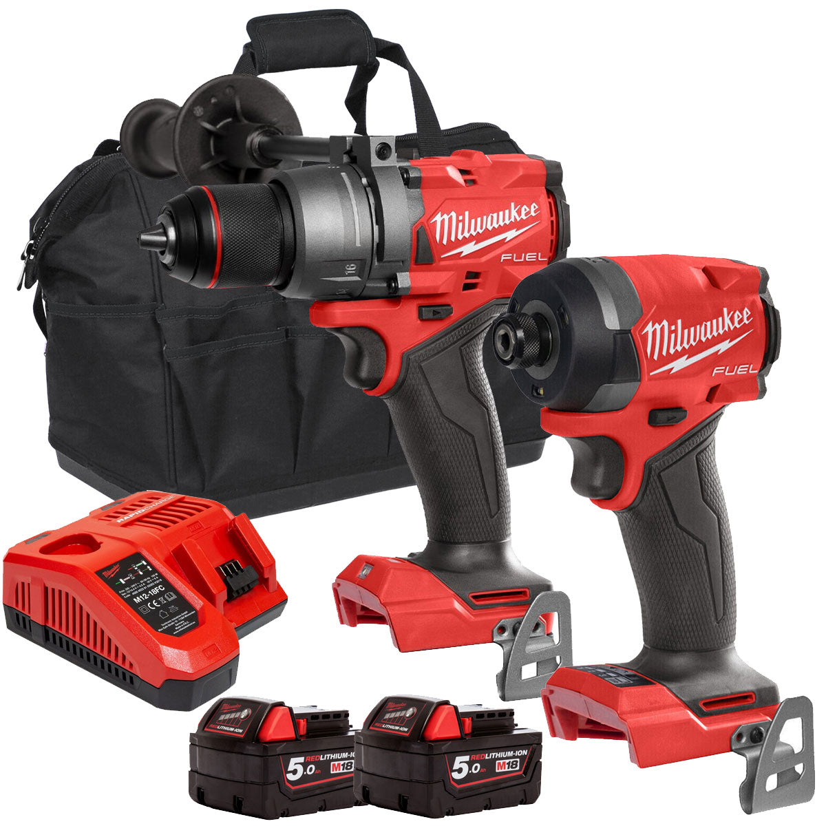 Milwaukee 18V Brushless Twin Pack Impact Driver + Combi Drill with 2 x 5.0Ah Battery T4TKIT-16181