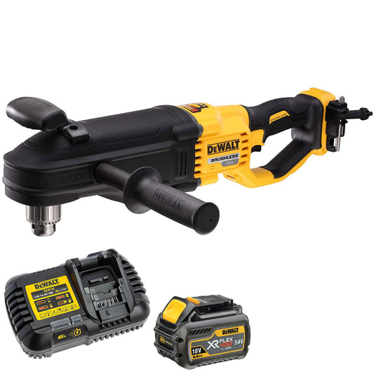DeWalt DCD470N 54V XR Flexvolt Brushless Right Angled Core Drill with 1 x 6.0Ah Battery & Charger