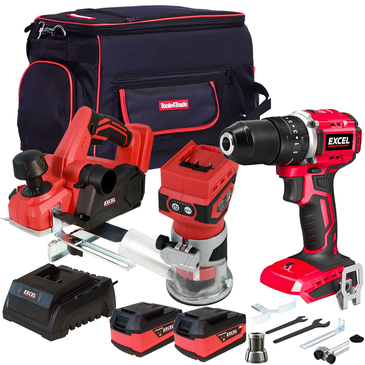 Excel 18V 3 Piece Power Tool Kit with 2 x 5.0Ah Batteries & Charger EXLKIT-16282