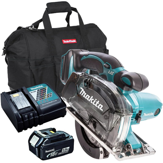 Makita DCS552Z 18V LXT Li-ion 136mm Cordless Metal Cut Saw With 1 x 5.0Ah Battery & Charger & Bag