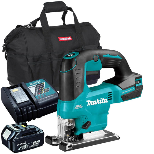 Makita DJV184Z 18V Brushless Top Handle Jigsaw With 1 x 5.0Ah Battery, Charger & Bag