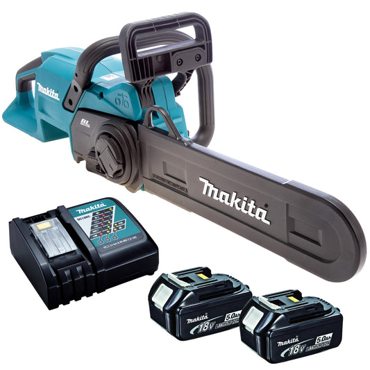 Makita DUC357Z 18V Brushless 350mm Chainsaw With 2 x 5.0Ah Batteries & Charger