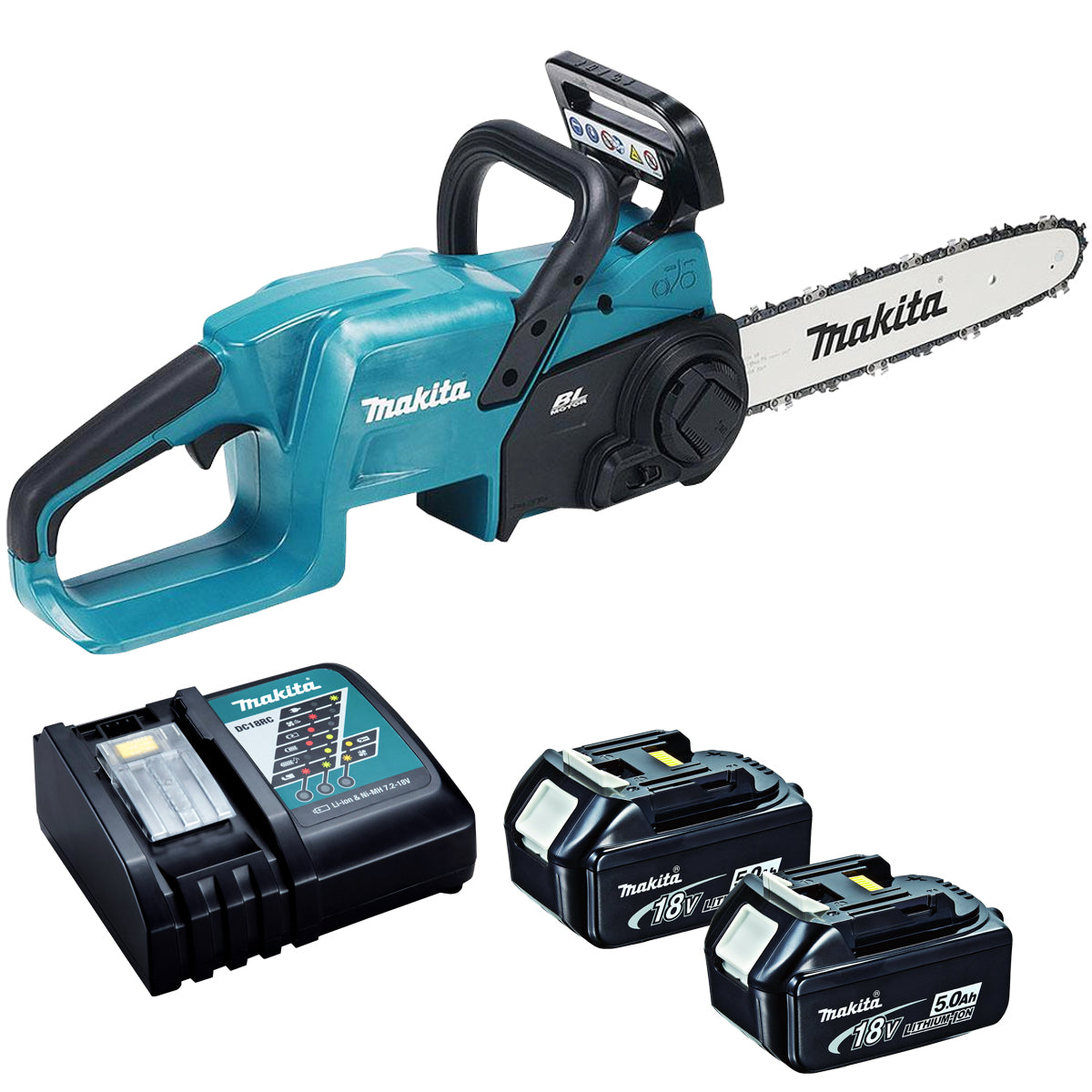 Makita DUC307ZX2 18V Brushless 300mm Chainsaw with 2 x 5.0Ah Battery & Charger