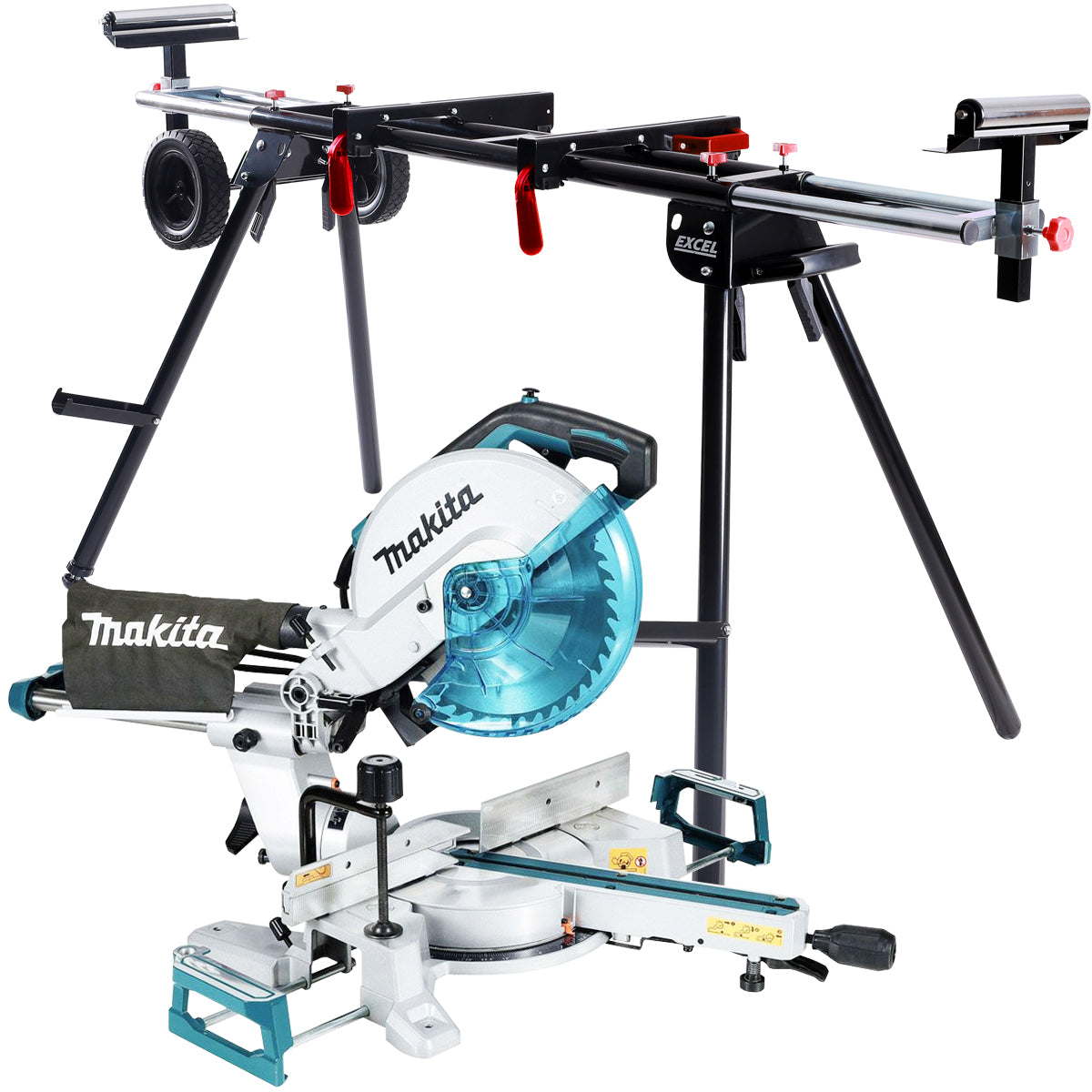 Makita LS1110F/1 260mm Slide Compound Mitre Saw 110V with Universal Wheel Stand