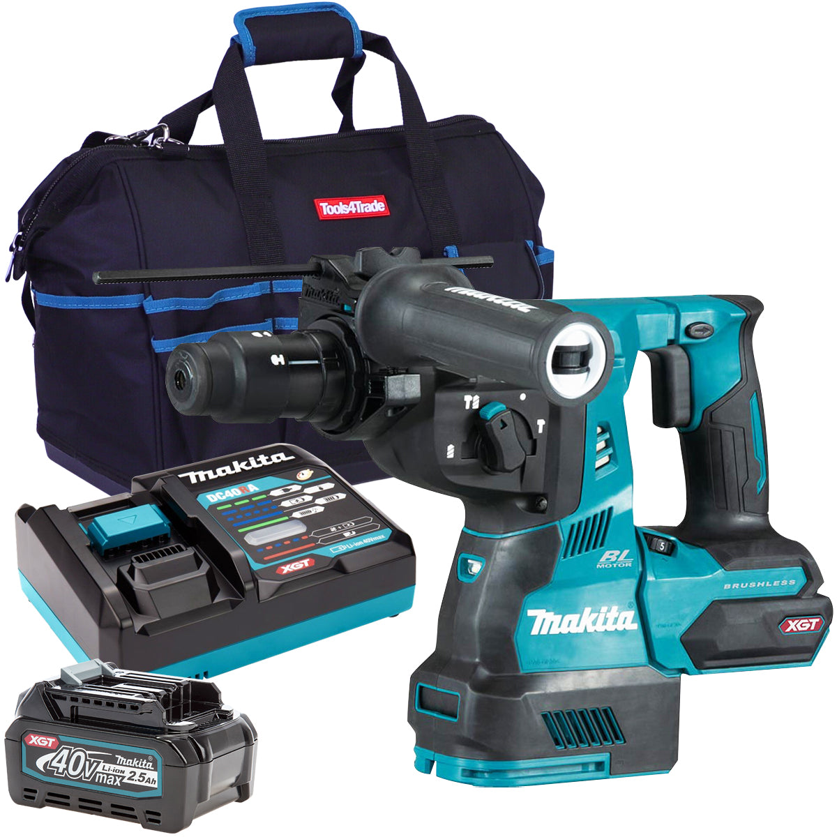 Makita HR004GZ 40V Max XGT Brushless SDS+ Rotary Hammer Drill with 1 x 2.5Ah Battery Charger & Bag