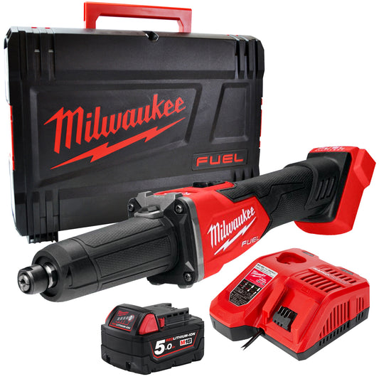 Milwaukee M18FDGRB-0 18V Brushless Braking Die Grinder with 1 x 5.0Ah Battery Charger & Bag