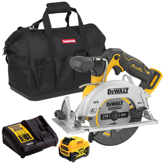 Dewalt DCS512N 12V Brushless 140mm Circular Saw with 1 x 5.0Ah Battery Charger & Bag