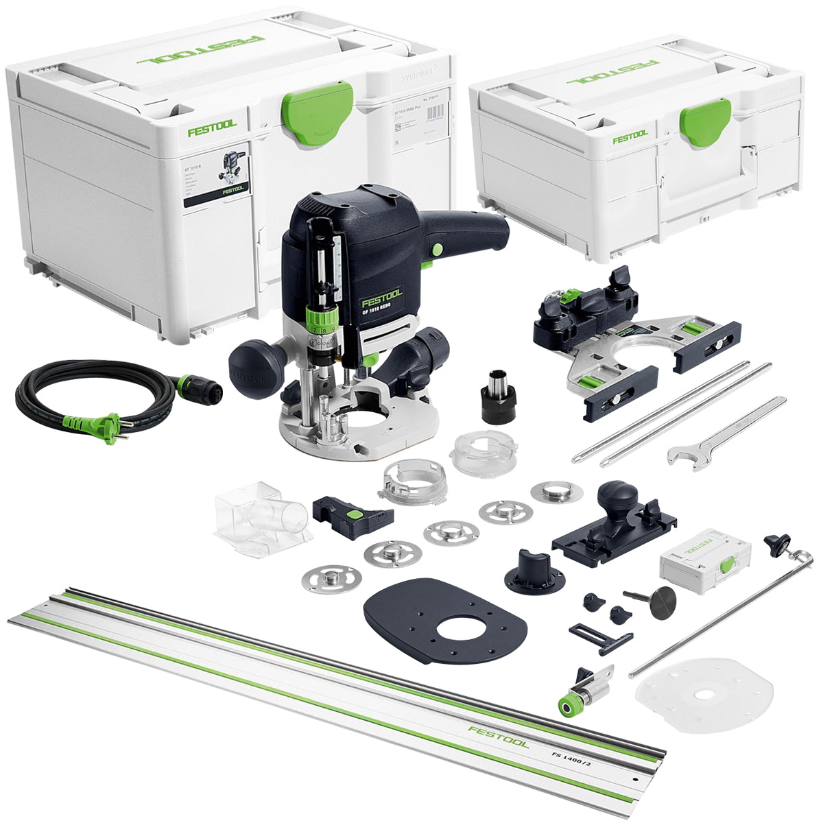 Festool OF 1010 REBQ-Plus 230V GB Router Cutter - 578004 With Accessories Set & Guide Rail FS 800/2