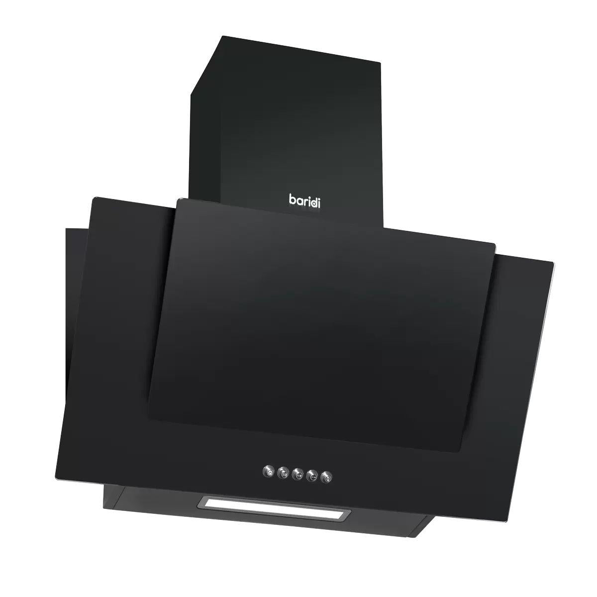 Sealey DH129 Baridi Angled Chimney Cooker Hood with Carbon Filters & LED Lamp Black Glass 240V