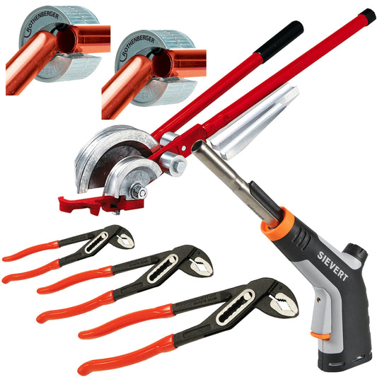 Sievert Powerjet Gas Blow Torch with Tube Cutter, Multi Pipe Bender Set & Pump Pliers Set