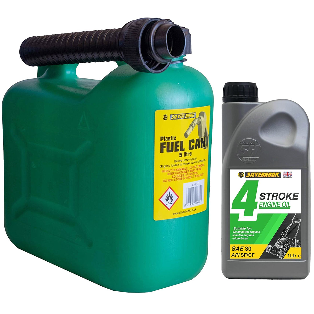 Silverhook 4 -Stroke Engine Oil 1L with Plastic Fuel Can Green 5L