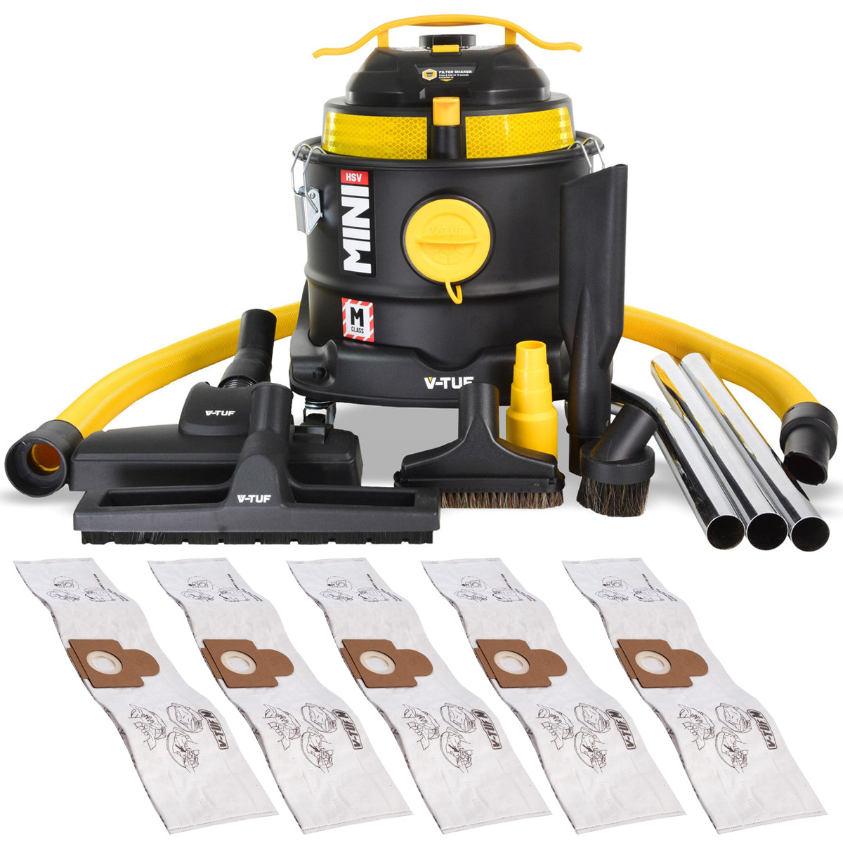 V-TUF MINIHSV240 M-Class Dust Extractor Vacuum Cleaner 240V with Dust Bag Pack of 5