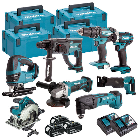 Makita 18V 8 Piece Power Tool Kit with 3 x 5.0Ah Battery & Charger T4TKIT-16463