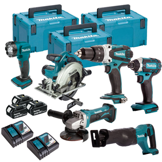 Makita 18V 6 Piece Power Tool Kit with 3 x 5.0Ah Battery & Charger T4TKIT-16466