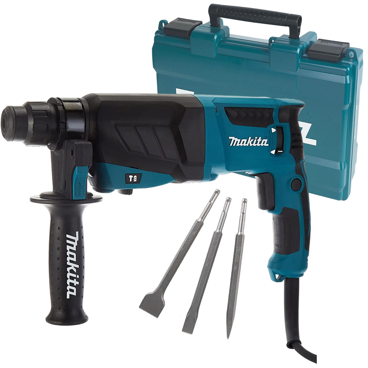 Makita HR2630/2 SDS+ Rotary Hammer Drill 240V with 3 Piece Chisel