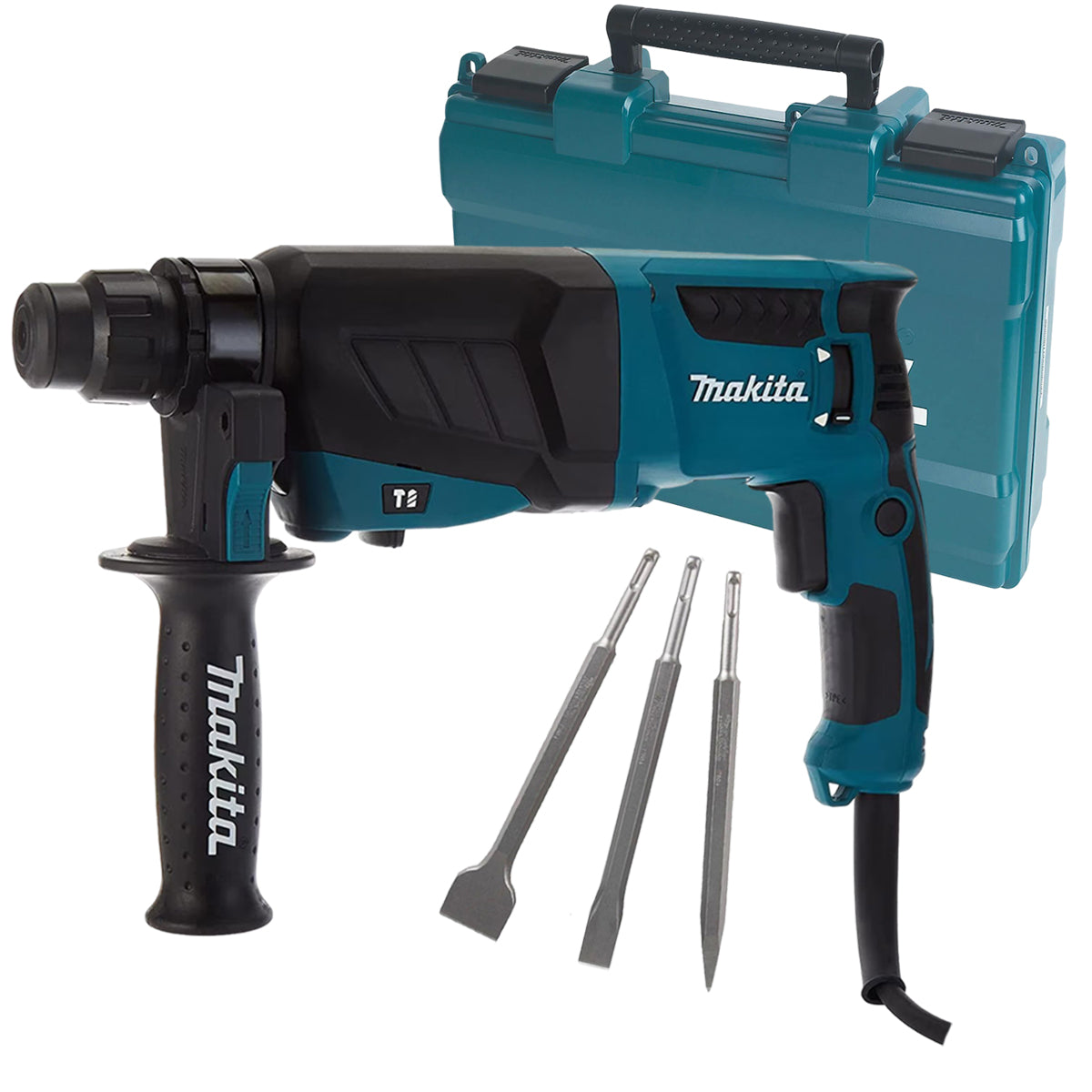 Makita HR2630/1 3 Mode SDS+ Rotary Hammer Drill 110V with 3 Piece Chisel