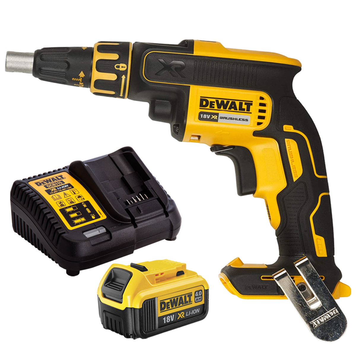 Dewalt DCF620N 18V Brushless Drywall Screwdriver with 1 x 4.0Ah Battery & Charger