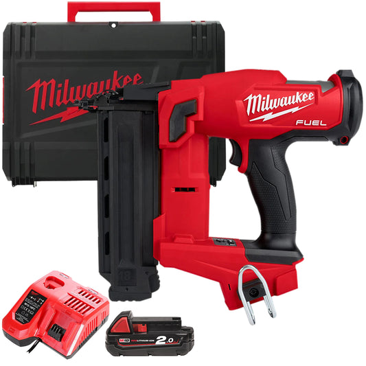 Milwaukee M18FNCS18GS-0X 18V Fuel Brushless First Fix Nail Gun with 1 x 2.0Ah Battery & Charger in Case