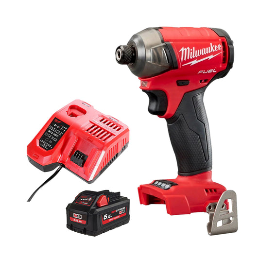 Milwaukee M18FQID-0 18V 1/4" Fuel Brushless Impact Driver with 1 x 5.5Ah Battery & Charger