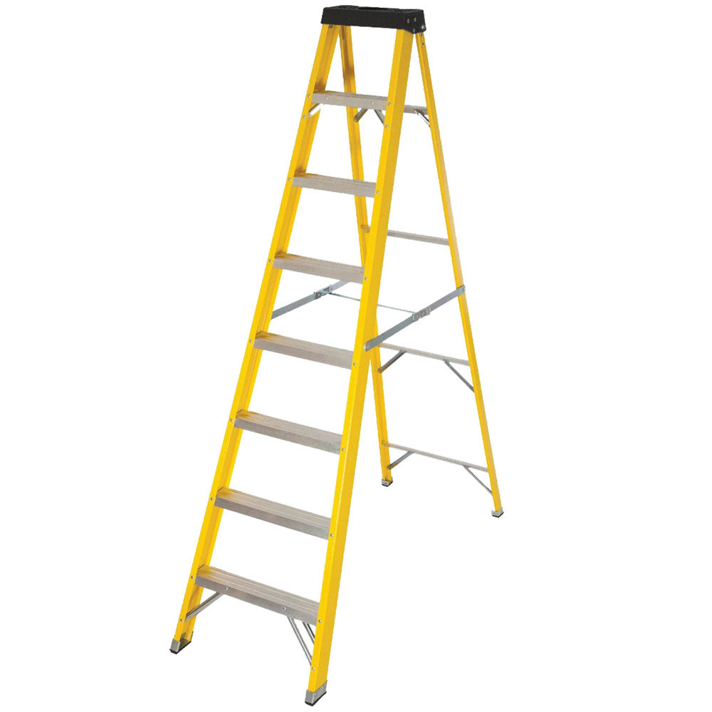 Excel Electricians Fibreglass Step Ladder 8 Tread 2.1m Heavy Duty
