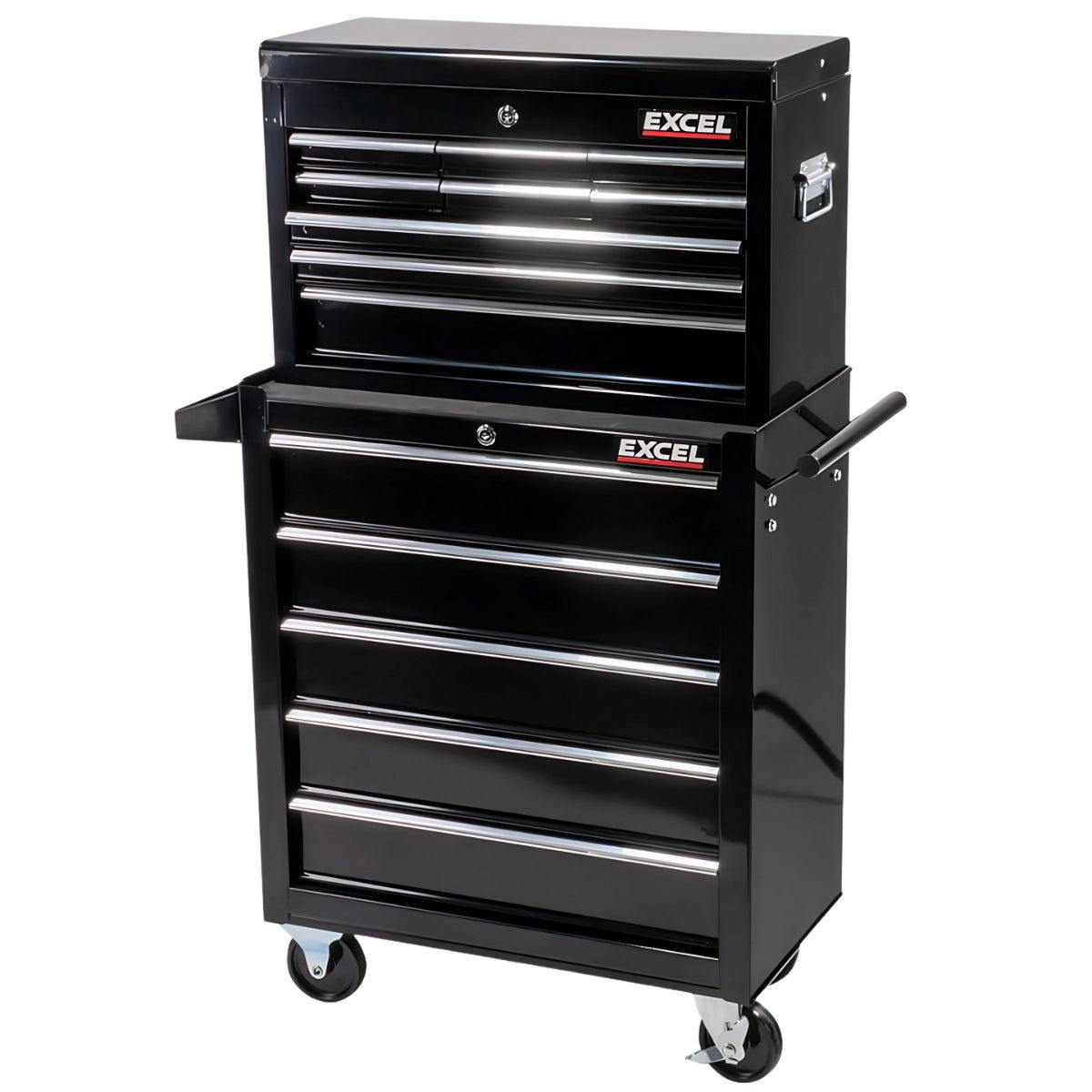 Excel 14 Drawers Tool Chest Storage Roller Cabinet Black