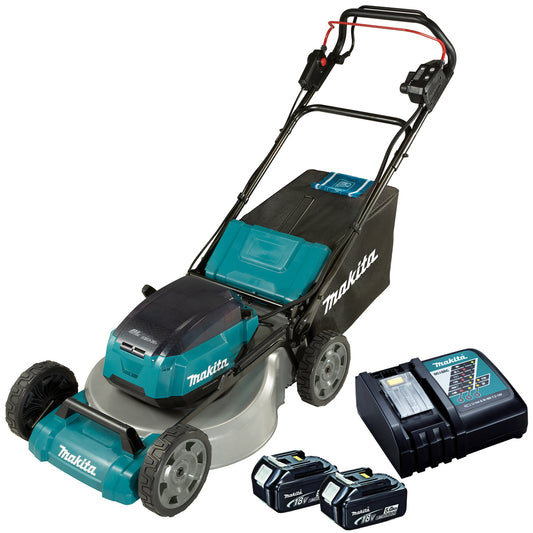 Makita DLM462Z 36V Brushless 460mm Lawn Mower with 2 x 5.0Ah Battery & Charger