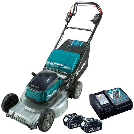 Makita DLM533Z 36V Brushless 530mm Lawn Mower with 2 x 5.0Ah Battery & Charger