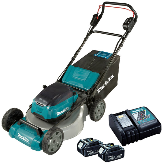 Makita DLM530Z 36V Brushless 530mm Lawn Mower with 2 x 5.0Ah Battery & Charger