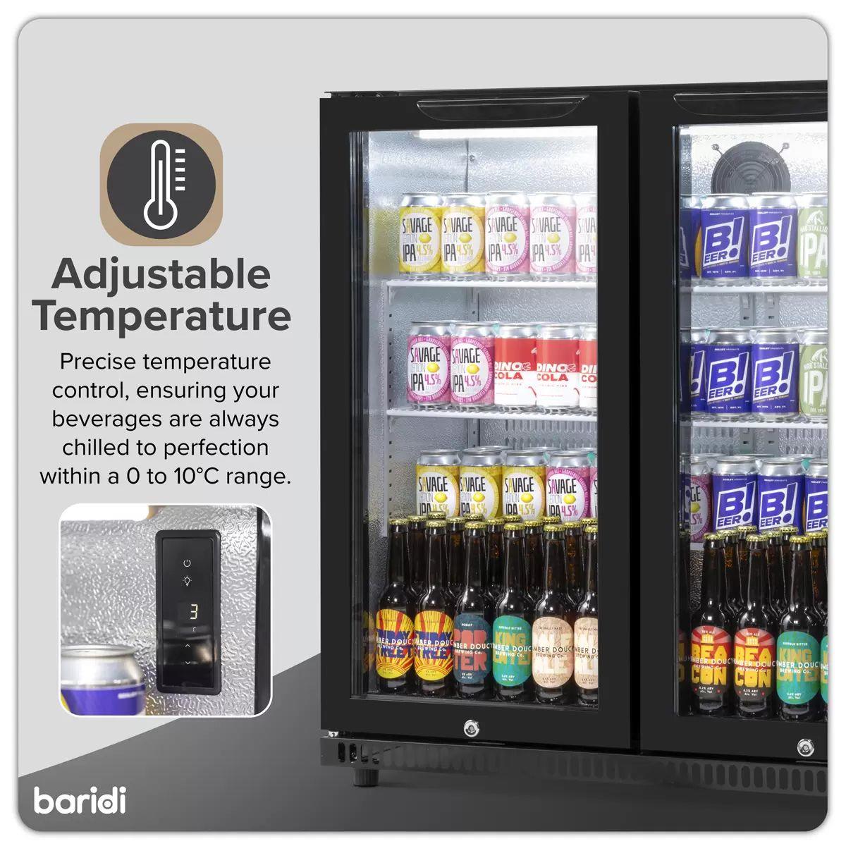 Sealey DH272 Baridi Bar Drinks Fridge/Cooler with Double Hinged Door & Security Lock 190L Black 240V