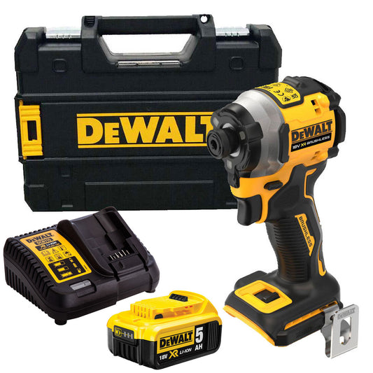 Dewalt DCF850NT 18V XR Brushless Impact Driver with 1 x 5.0Ah Battery Charger & Case