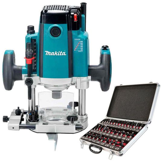 Makita RP2303FC/2 1/2" Plunge Router 240V/2100W with Cutter Bit 35 Piece Set