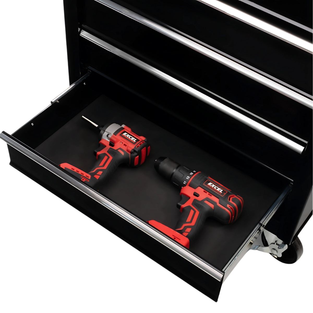 Excel 5 Drawer Tool Chest Cabinet with Wheels – Black Steel Storage