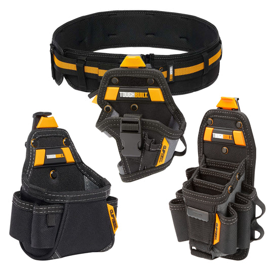 Toughbuilt Pro Padded Belt Buckle with Drill Holster, Tape Measure Pouch & Large Technician Pouch