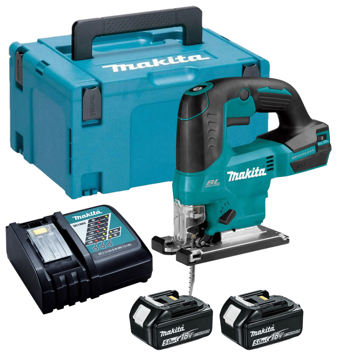 Makita DJV184RTJ 18V LXT Brushless Jigsaw With 2 x 5.0Ah Batteries, Charger In Case