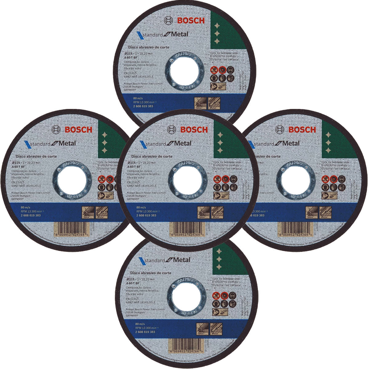 Bosch 2608619383 Metal Thin Cutting Disc 115mm x 1mm Pack of 5