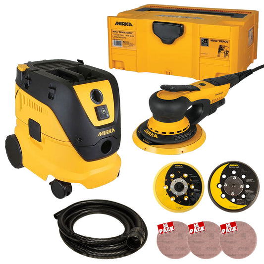 Mirka 1230L Dust Extractor & DEROS 5650CV Orbital Sander 230V Deco Solution Kit