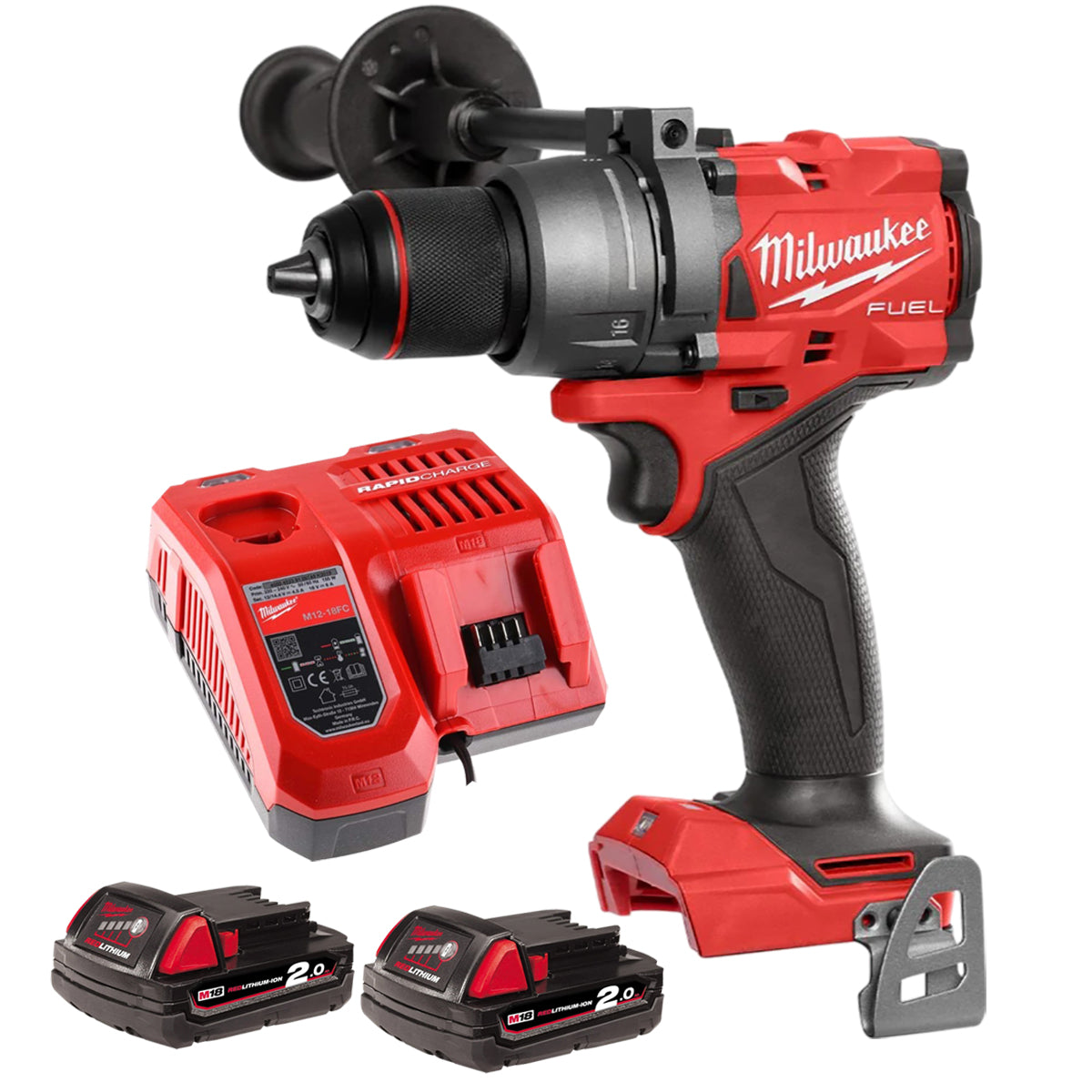 Milwaukee M18FPD3-0 18V Fuel Brushless Combi Drill with 2 x 2.0Ah Batteries & Charger